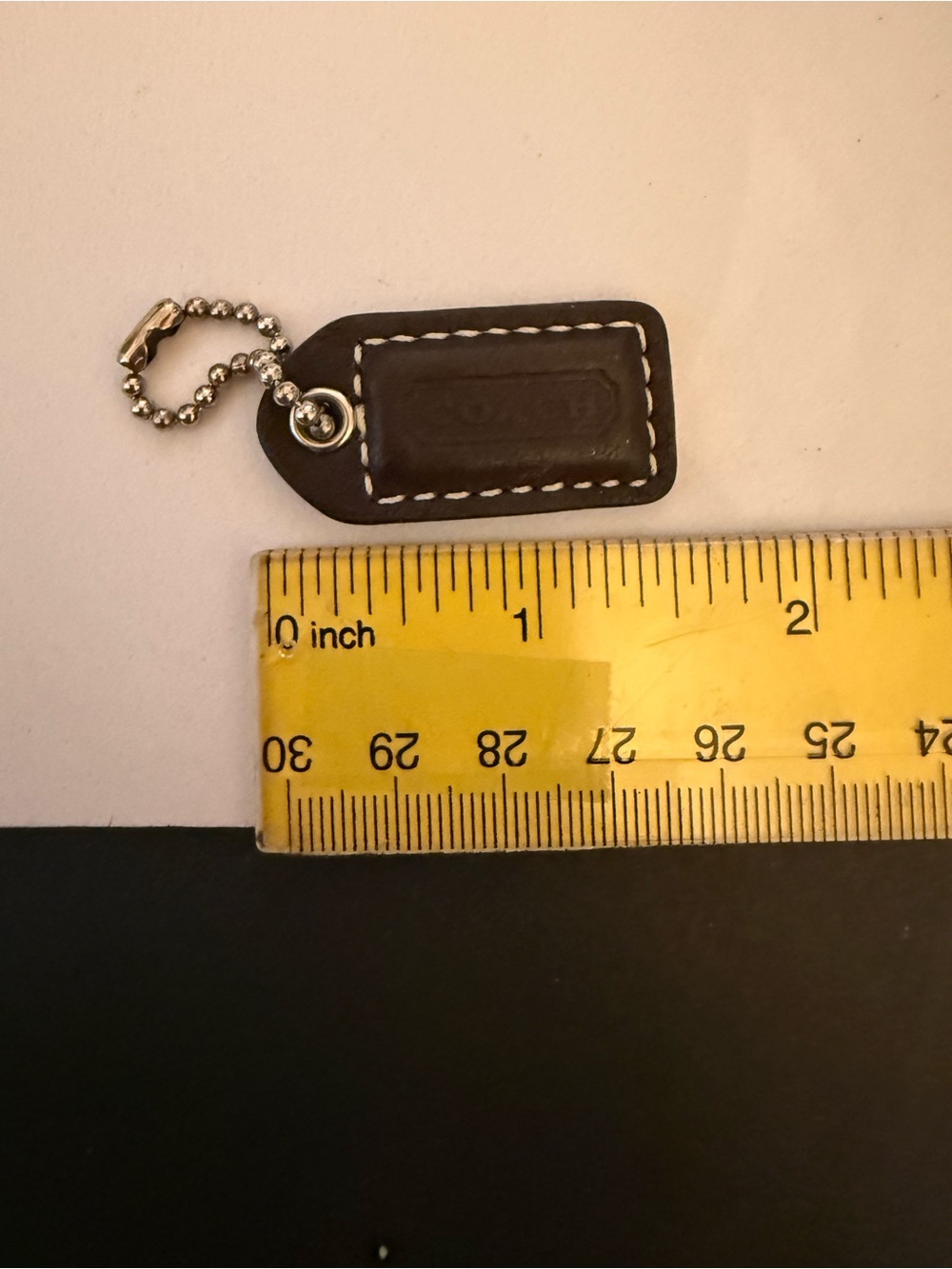1.5”  COACH Black LEATHER KEY FOB BAG CHARM KEYCHAIN HANGTAG TAG